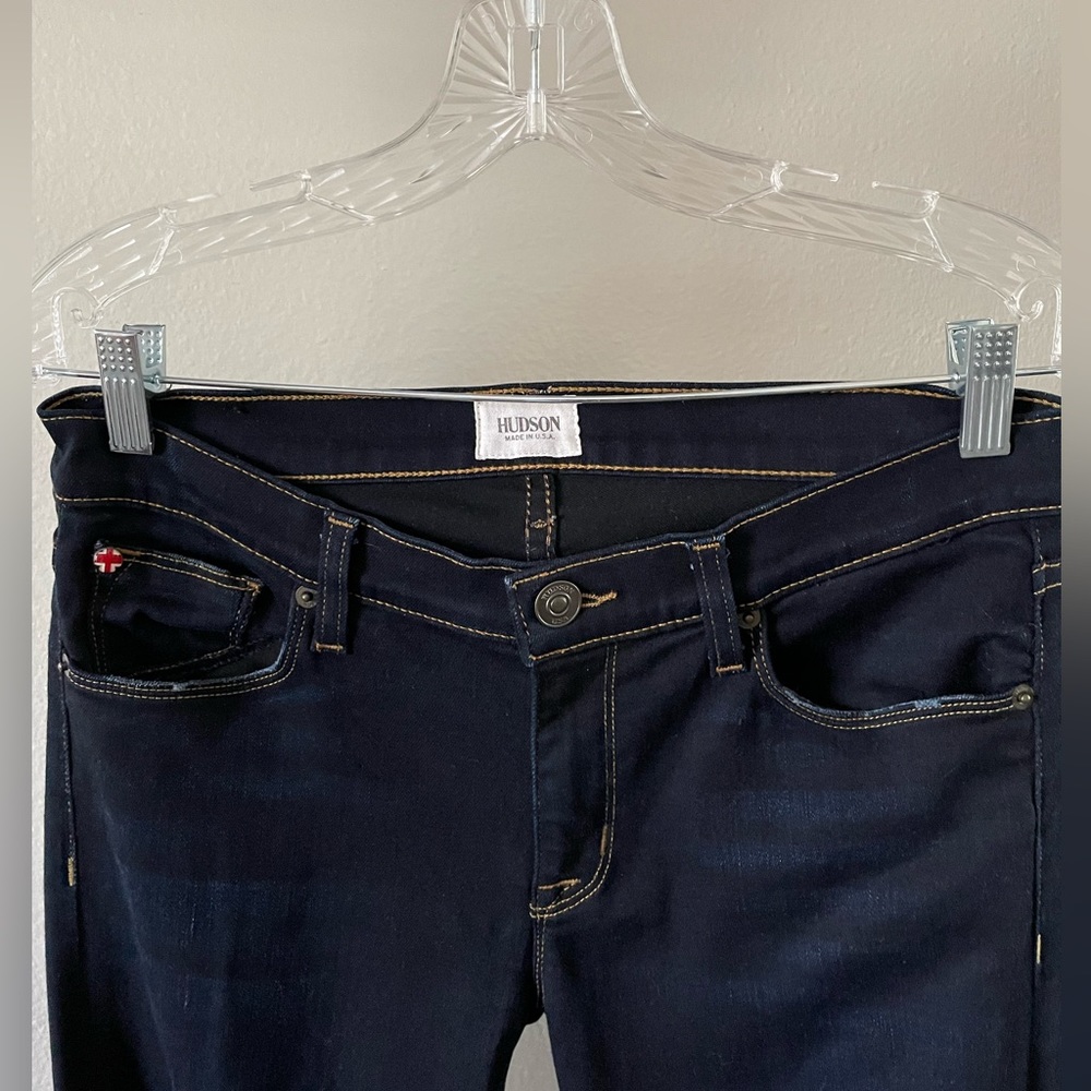 Hudson Krista Super Skinny Dark Wash Ripped Jeans